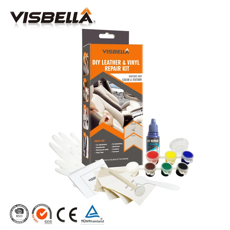 VISBELLA 48pcs/ctn Leather Vinyl Repair Kit Glue Color Paste Rips Fix for Car Repair Hand Tool Sets Seat Clothing Leather Boots