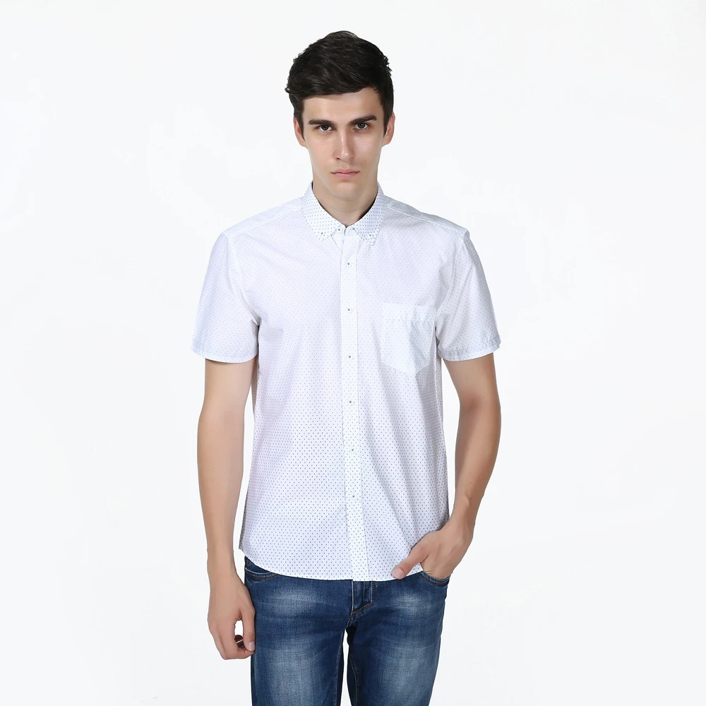 New Slim Fit Argyle Dot White Cotton Casual font b Shirt b font font b Men