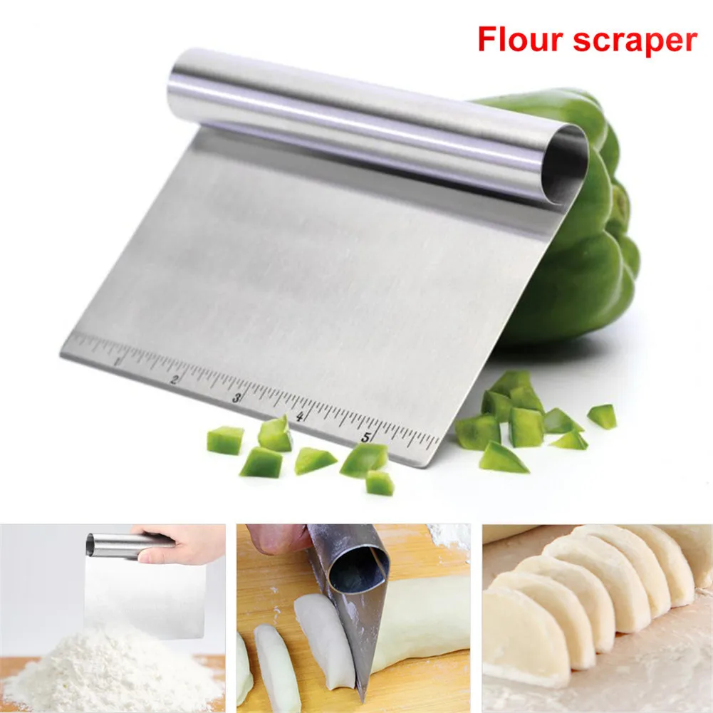 

Useful 1Pc Stainless Steel Pastry Cutter with Scale Pizza Dough Scraper Flour Slicer Baking Cake Spatulas Tool