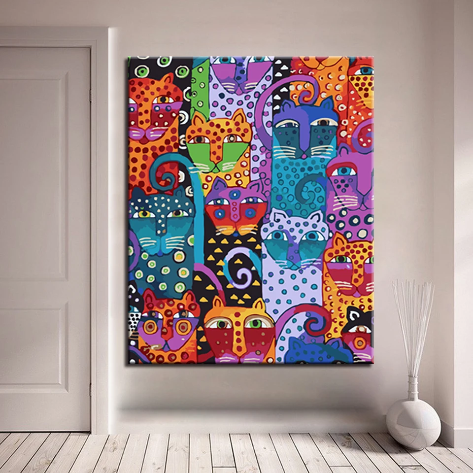 DIY Painting By Numbers Kits Drawing Abstract Animals Collection Oil Pictures Wall Craft Coloring On Canvas Home Decor Framework