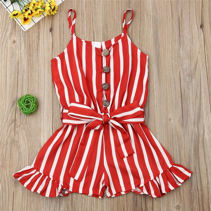 

Toddler Kid Sleeveless Stripe Romper Baby Girl Clothes Jumpsuit One Piece Outfit girls jumpsuit clothing