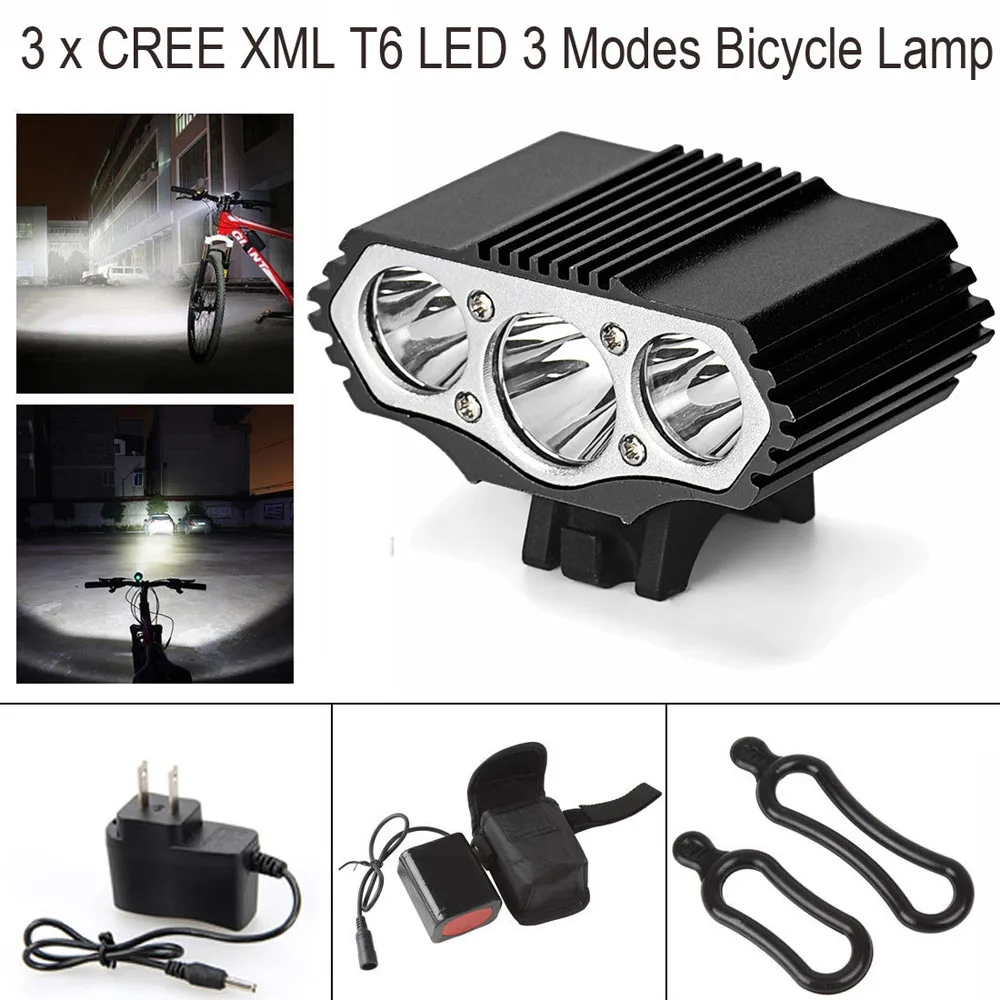 Светодиодный фонарь для велосипеда 12000 лм 3x CREE XM-L T6 светодиодный мощный Прямая