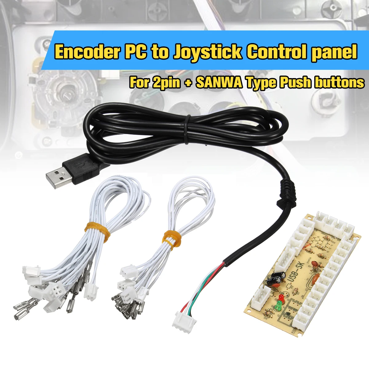

Zero Delay Arcade USB Encoder PC to Joystick Arcade Rocker Circuit Board Control Panel For MAME 2pin + Push Buttons DIY