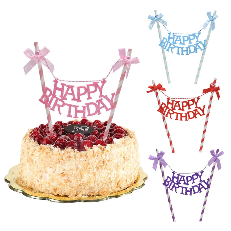 

Cake Flag Happy Birthday Cake Topper Cupcake Flags Baby Shower Birthday Party Decoration Cake Baking Party Supplies