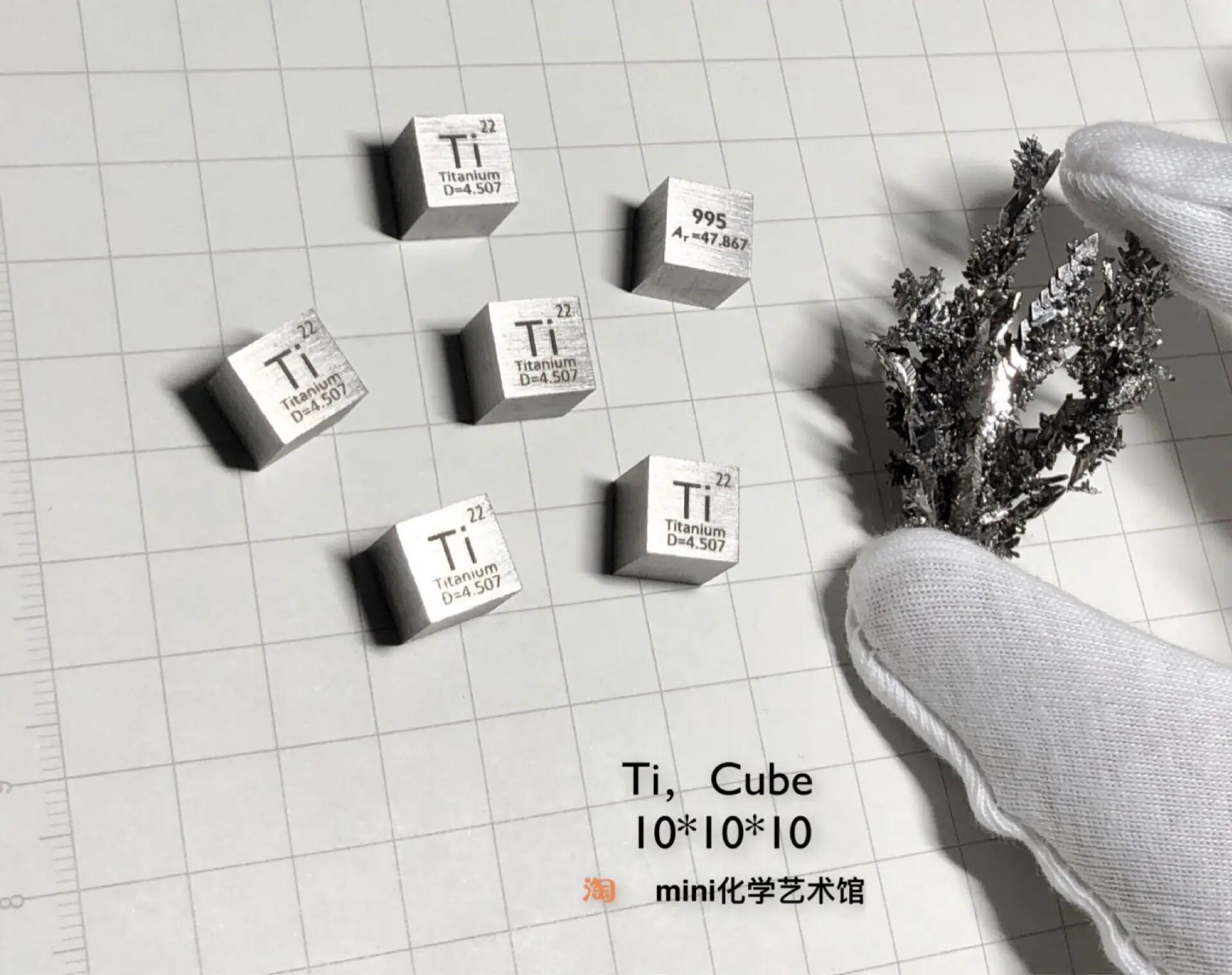 

Titanium Metal Cubes Without Crystal Periodic Phenotype Have a Edge Length of 10 Mm and a Weight of 4.57 G Ti (> 99.5%).