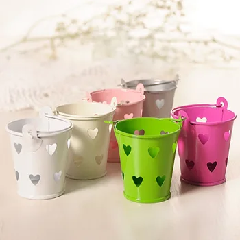 

3pcs Mini Hollow love iron bucket snack candle holder creative desktop Decoration photo props home decor