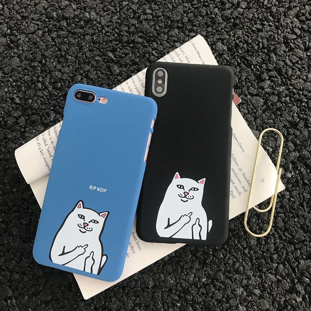 Милый чехол для телефона с котом среднего пальца Iphone X XS Max XR 8 7 6 6S Plus жесткий