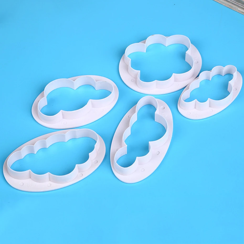 

5pcs/set Cloud Shape Biscuit Mold Sugarcraft Food Grade Plastic Fondant Cookie Cutter DIY Cake Decoration Pastry Baking Tools