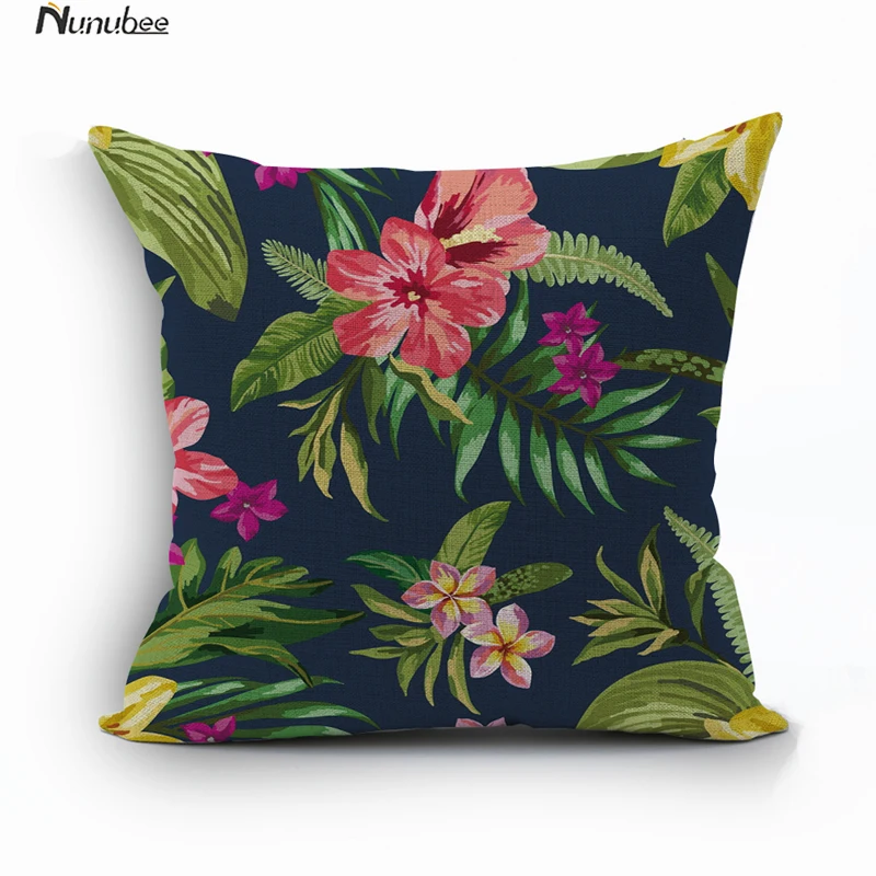 Wholesale Green Leaves PillowCases Cushion Cover Tropical plants Home