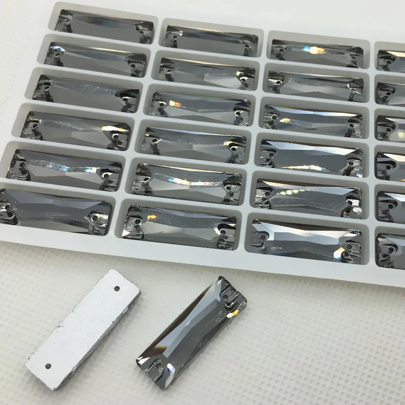 

7x21mm;8x24mm Cosmic Baguette Sew On Glass Crystal Stones Clear Grey Color Rectangle Sewing Crystal Long Sewing Beads