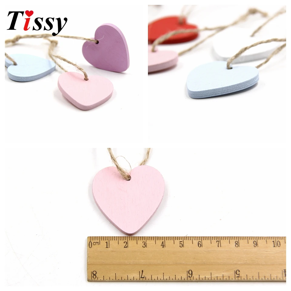 10PC Wood Craft Lovely Wooden Hearts Wooden Pendants Ornaments Wedding Favors Vintage Home Wedding/Birthday Party Decorations