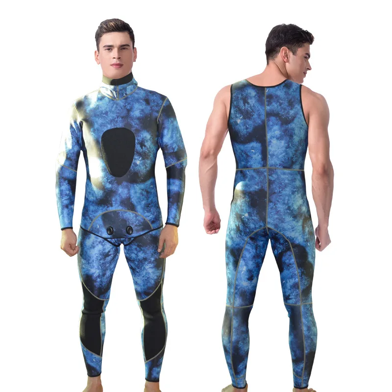 

Mens Hood Spearfishing 3mm Wetsuits Surf Suit Camouflage Neoprene Two piece Sun-proof Scuba Free Diving Suits Warm Surfing Suit