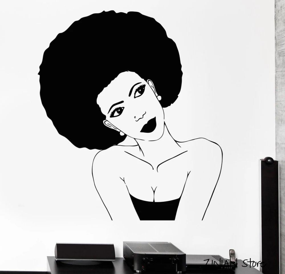 Afro Pricheska Vinilovye Chernye Nastennye Naklejki Afrikanskie Zhenskie Volosy Stilist Salon Krasoty Stiker Individualnyj Dizajn Oboi H322 Kupit Nedorogo V Internet Magazine S Dostavkoj Sravnenie Cen Harakteristiki Foto