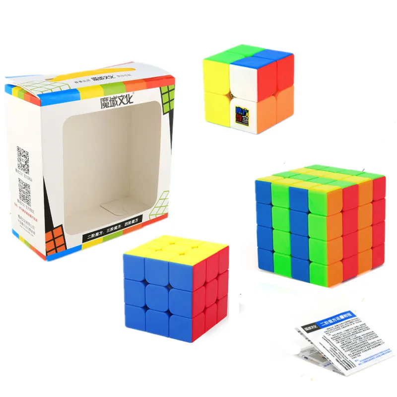 

Moyu Mofang Jiaoshi MF2S 2x2 MF3S 3x3 MF4S 4x4 Stickerless Magic Cube 234 Set with Gift Box As Gifts For Children Kids