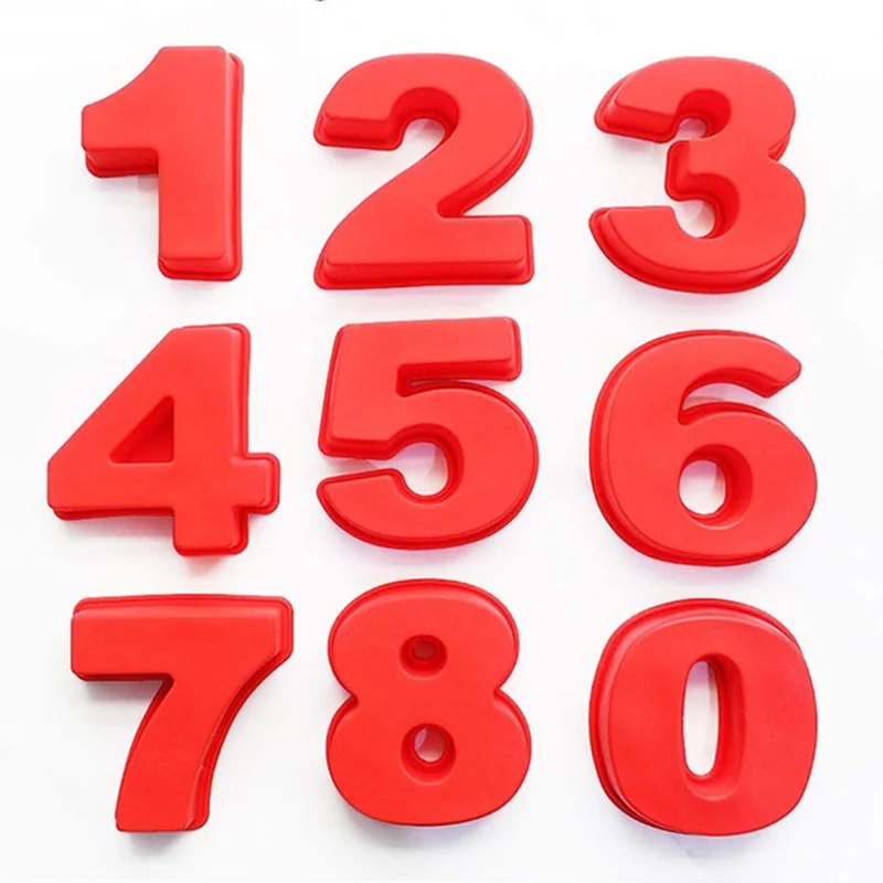 

1PC 17x15cm Large Silicone Number Molds 0-8 Arabic Number Cake Mold Baking Mold For Birthday Cake