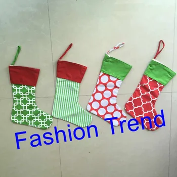 

50pcs/lot free shipping monogram Christmas stocking 4 styles mixed good quality canvas Christmas stocking kids gift candy bags