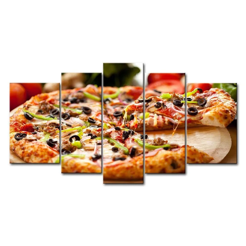 5 Panel Wall Art Painting Pizza Food Prints On Canvas The Picture Food