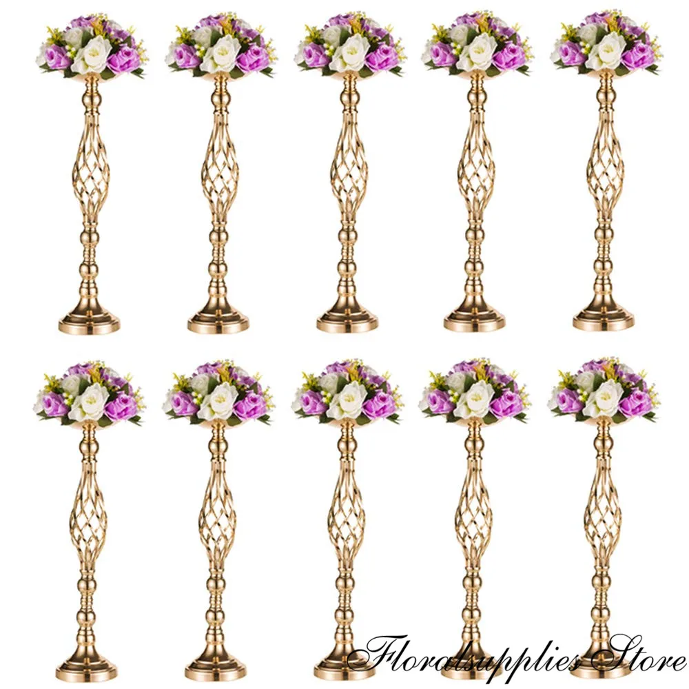 

10PCS Metal Flower Arrangement Candle Holder Stand Set Candlelabra for Wedding Party Dinner Centerpiece Event Restaurant Hotel