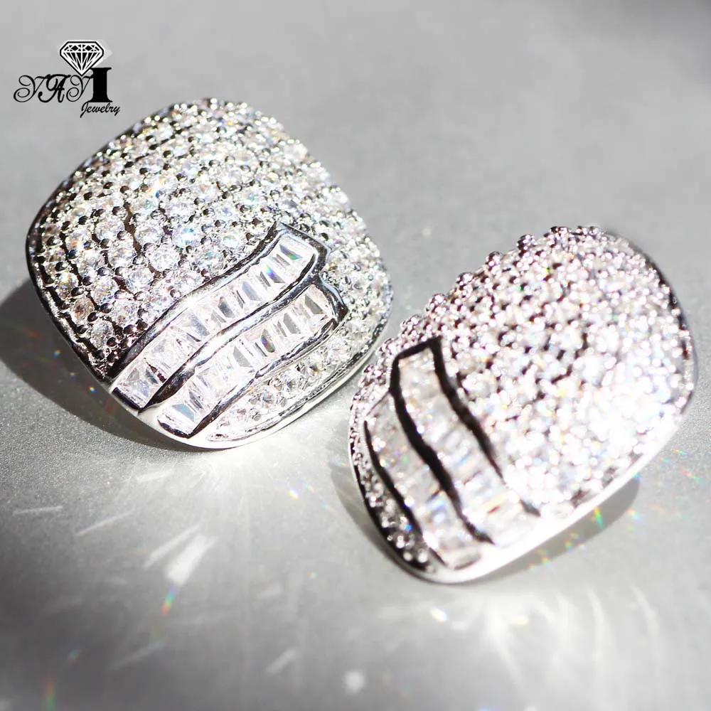 

YaYI Jewelry Fashion Princess Cut 7.5 CT White Zircon Silver Color long Ear Earrings wedding Party Earrings Gifts