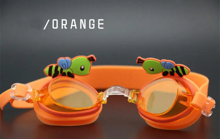 Милые детские плавательные очки с мультяшными пчелами, очки для дайвинга, Детские Водонепроницаемые, противотуманные, плоские, легкие, очки для плавания
