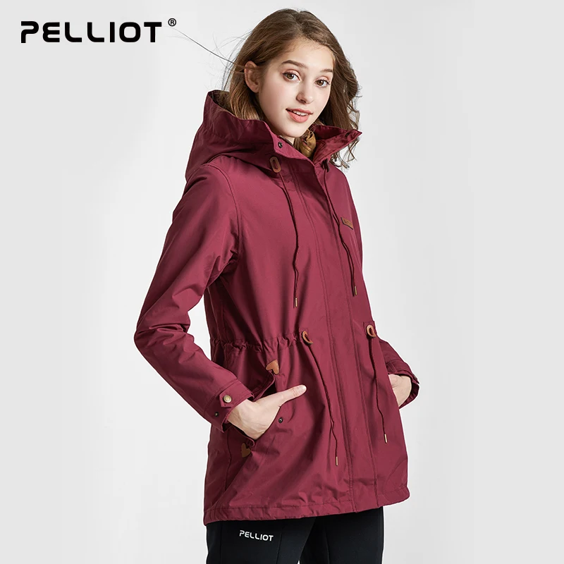 

PELLIOT Trench Coat for Women Outdoor Jacket Three-in-one Thickening Fleece Two-piece Hiking Clothing Female Windproof jacket