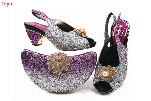 

Doershow Wonderful matching Italian shoes and bag set for evening party in black open toe sandals and clutch bag!HJH1-21