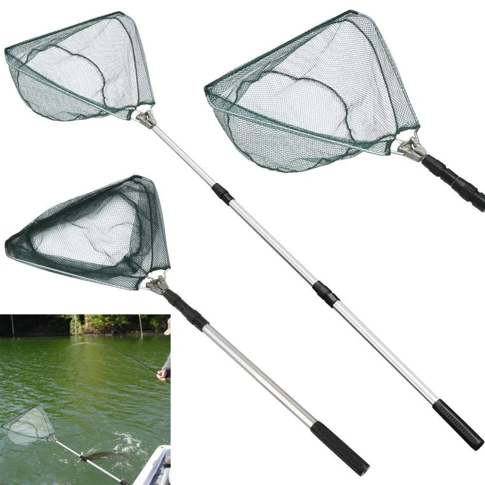 

Safe Catch and Release Fish Landing Net Telescoping Handle Foldable Hoop Foldable Landing Fishing Net Retractable Pole for Carp