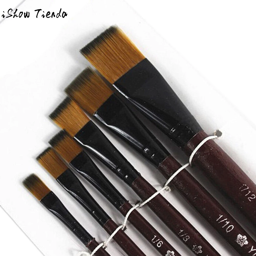 

Pack of 6 Art Brown Nylon Paint Brushes for Acrylic