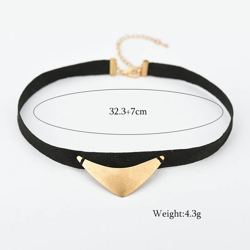 Black Choker Vintage Leather Pendant Women Triangle Necklace Sweater Chain