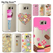 Alimentos doces Caso de Telefone Padrão Para Samsung Galaxy S5 S6 Borda além de S7 S7Edge Pizza ice Cream Donuts Bolo Macio Silicone TPU cobrir