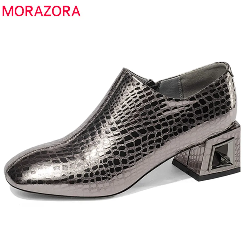 

MORAZORA 2020 newest genuine leather female shoes round toe spring autumn pumps women shoes elegant high heels shoes