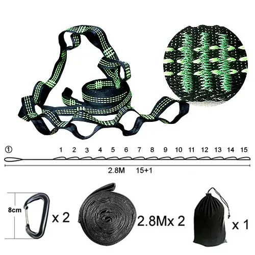Высокое качество гамак подвесной ремень гамак ремень дерево веревка нагрузка 2000 кг 280*2,5 см Висячие ремни - Цвет: Green Three A