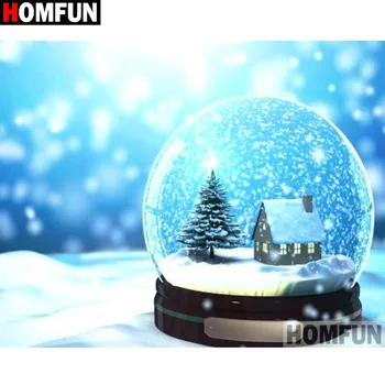 

HOMFUN Full Square/Round Drill 5D DIY Diamond Painting "House snow scene"3D Diamond Embroidery Cross Stitch Home Decor A19924