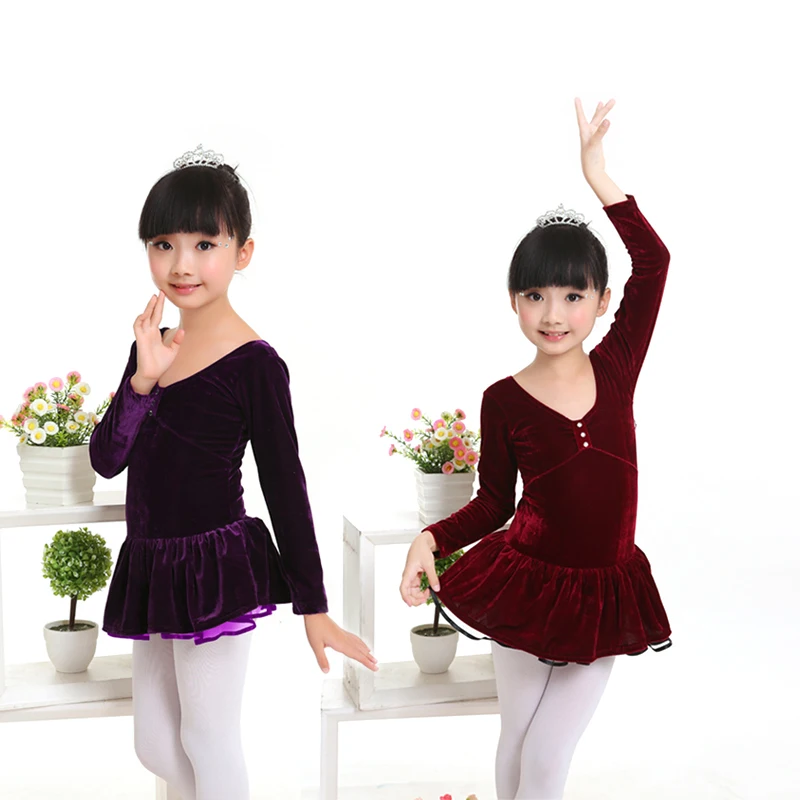 Новое Осеннее теплое вельветовое платье с длинными рукавами детское балетное платье-пачка с v-образным вырезом для девочек детское платье-пачка с фатиновой юбкой