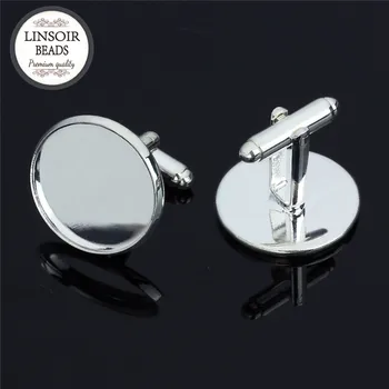 

12/14/16/18/20mm Round Silver Color Cufflink Base Setting Blank Tray For Bezel Cameo Cabochon DIY Craft Cufflink Findings K0027