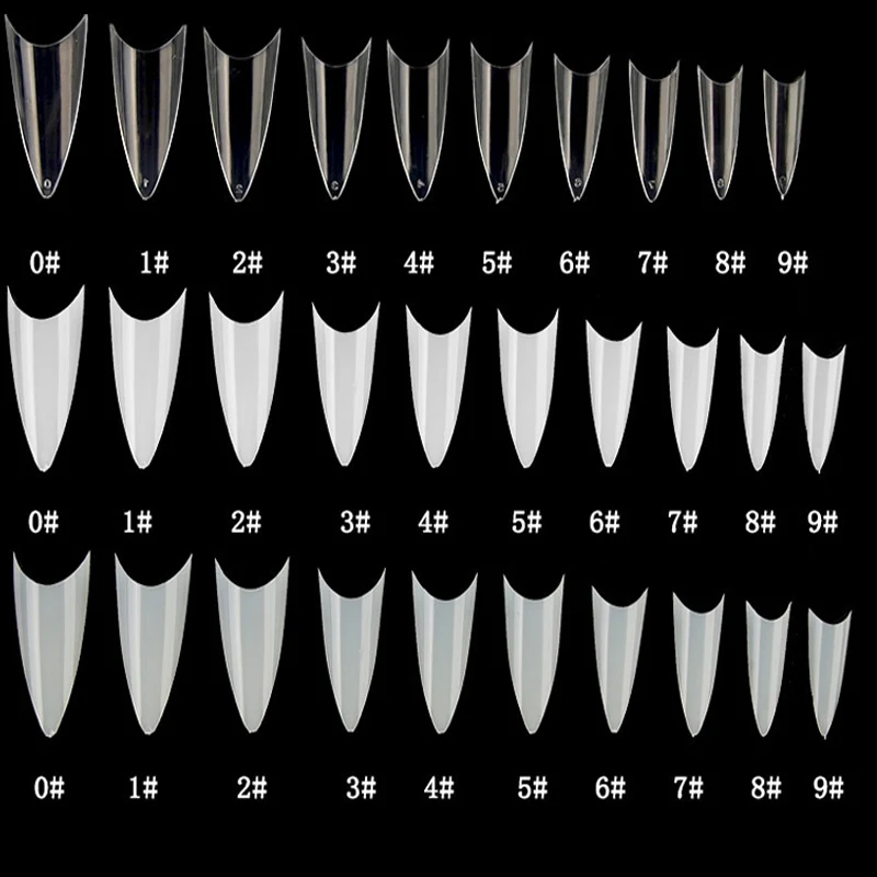 500 шт накладные ногти с 10 размерами ногтей типсы шпильки накладные ногти из акрила для французского маникюра ногти ABS Типсы искусственные 0-9 размеры, дизайн ногтей типсы