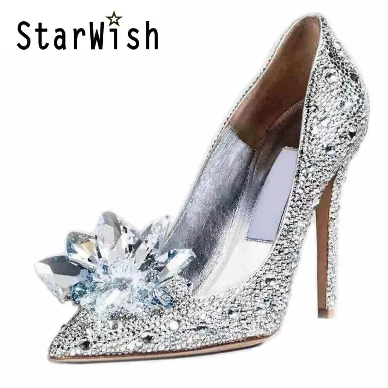 glass high heels shoes