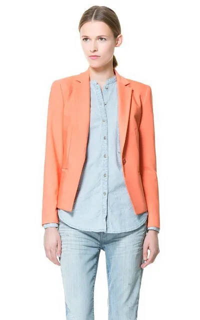 Women OL Candy Blazer Slim Single Button Fasshion Casual Bright Color Coat Summer Spring Thin Female Jacket Пиджакпальто женскоеженские курткикуртки женские осень