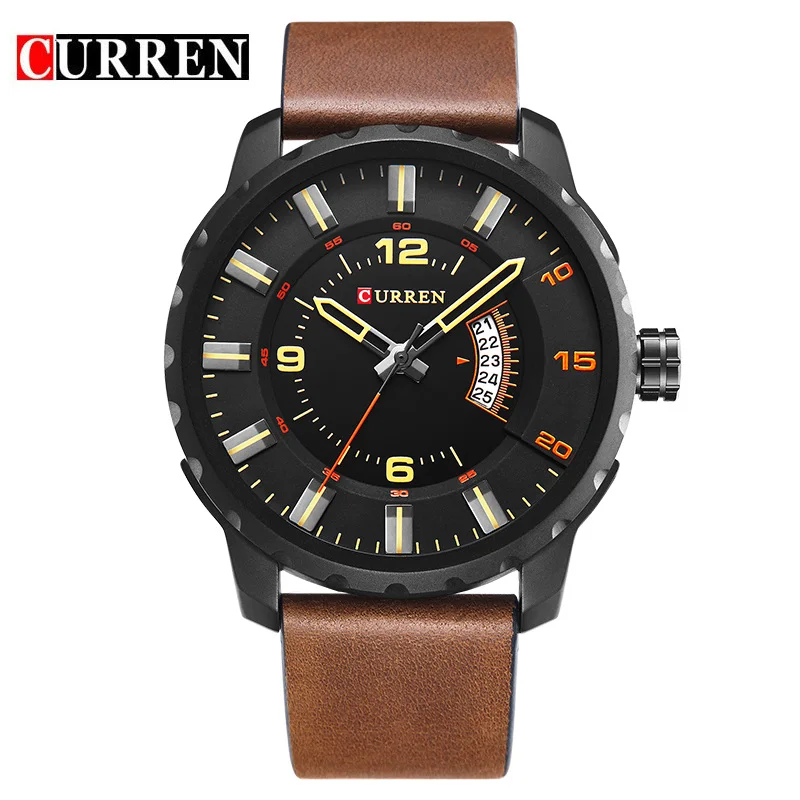 

CURREN 8245 New Luxury Men's watch Strap Fashion Casual Business Complete Calendar 30 meter Waterproof black Relogio Masculino