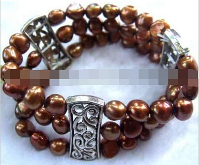 

431 beautiful 7-8mm brown freshwater pearl bracelet