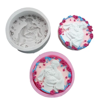 

Round Soap Silicone Mold Virgin Mary Baby Clay Molds DIY Chocolate Cake Sugarcraft Pudding Cookie Ice Mould Decor Baking Tool