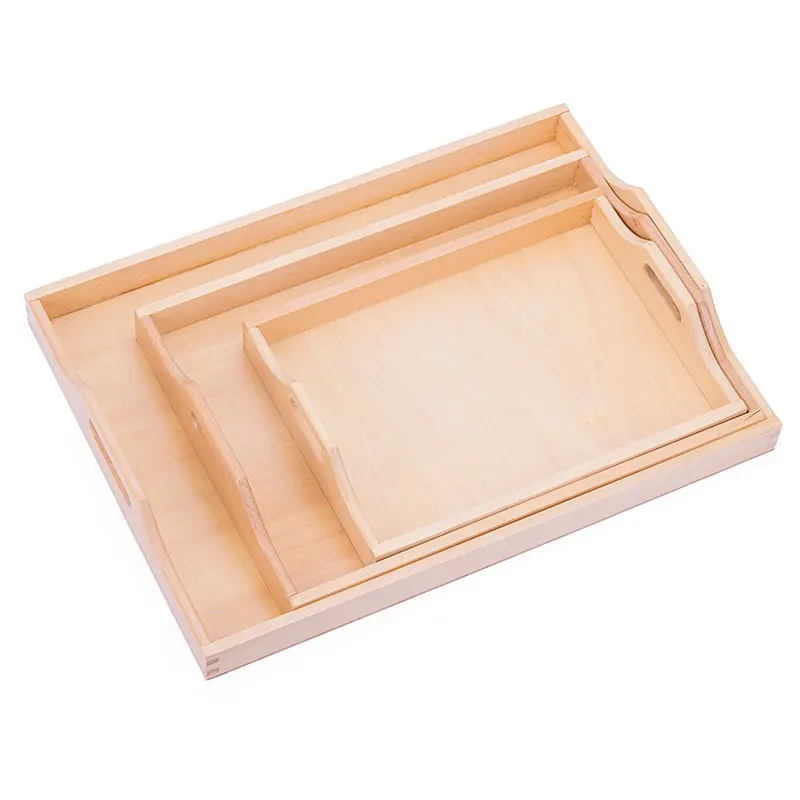Wooden Montessori Toys Infant Wooden Tray Set Of 3 Preschool Educational Learning Toys For Kids Juguetes Brinquedos E2364Z