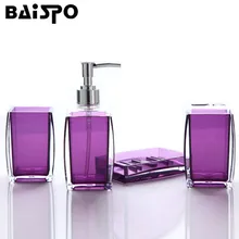 BAISPO, простой акриловый Одноцветный набор для ванной комнаты, 4 шт., набор аксессуаров для ванной, Товары для ванной комнаты, набор для мытья, наборы для хранения