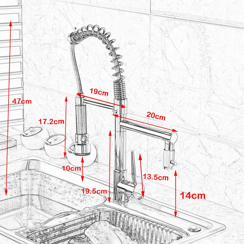 Deck-Mount-Single-Lever-Kitchen-Mixer-Faucet-One-Hole-Spring-Swivel-Spout-Mixer-Tap-Chrome-Finish
