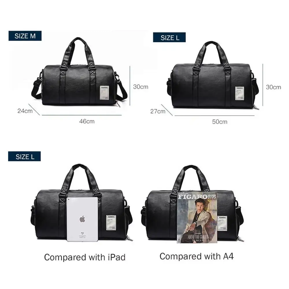 Dry Wet PU Leather Gym Bag Outdoor Travel Handbag For Women Men Waterproof Fitness Training Simming SPorts Shoulder Bags XA170D 6