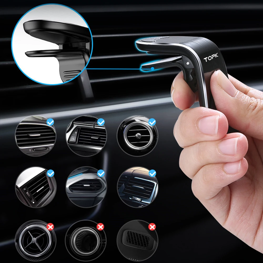  TOPK Magnetische Auto Telefon Halter Tragbare L Form Air Vent Halterung Magnet Handy Ständer Halter