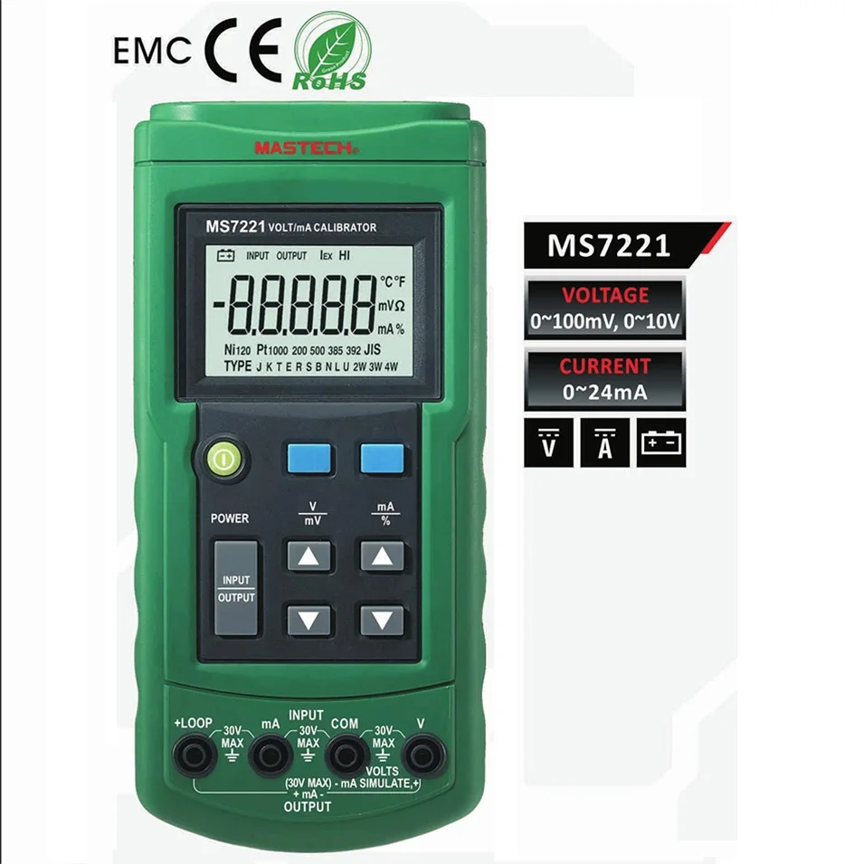 

Mastech MS7221 Volt/mA Source Voltage Current Calibrator Meter Output Step DC 0-10V 0-24mA Tester (With box)