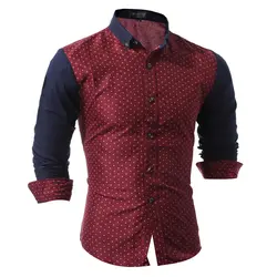 Zogaa бренд 2018 модная мужская рубашка с длинными рукавами Топы Мода Сращивание маленькие грибы мужские s Мужская классическая рубашка тонкая