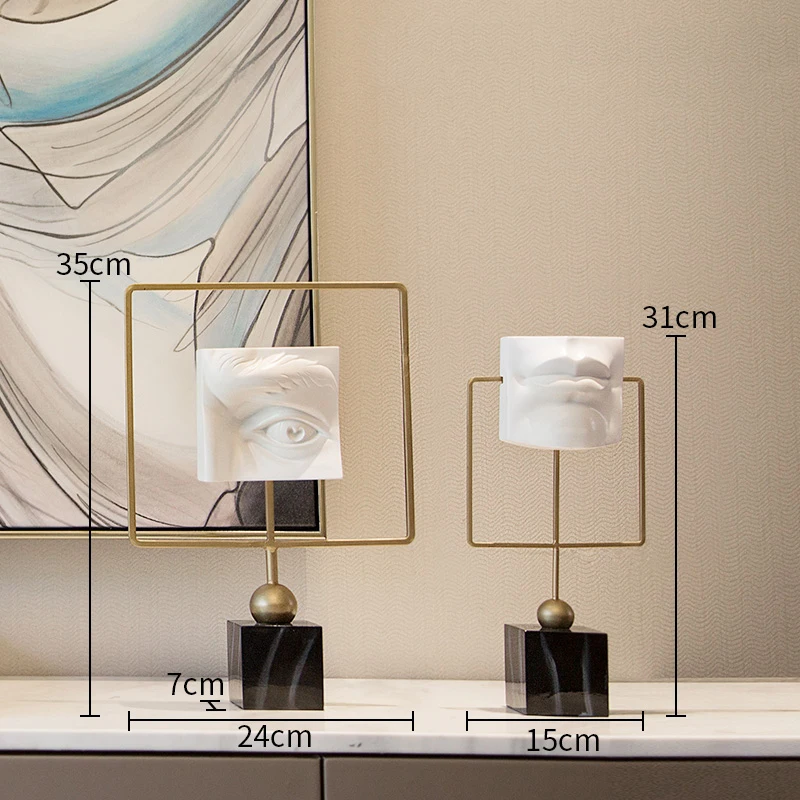 

Home Decoration Accessories White Sexy Lips And Eye Combined With Metal Frame Decoration Figurine Living Room Ornament Gift