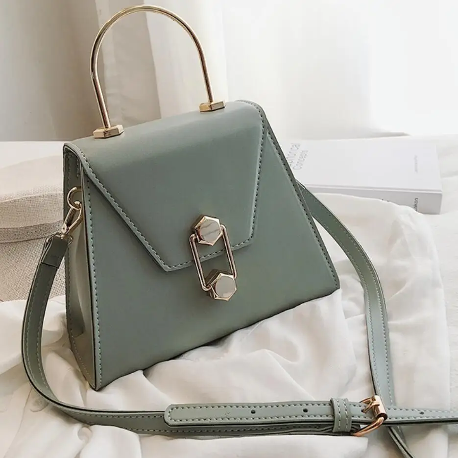 Kopen Elegant Lady Metal Tote Tas 2019 Zomer Nieuwe Hoge Kwaliteit PU Leer vrouwen Luxe Designer Handtas Lock Schouder Messenger tassen